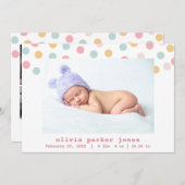 パステル紙吹雪ドットフォトコラージガール誕生 案内状 (正面/裏面)