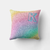 パステル素晴らしグリッターモノグラムのカスタム クッション (裏面)