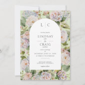 パステル素朴アジサイフローラモノグラムセージグリーン 招待状 (正面)