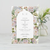 パステル素朴アジサイフローラモノグラムホワイト 招待状 (スタンド正面)