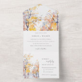 パステル素朴イエロー秋秋ランドスケープ結婚ズ オールインワン招待状 (内側)