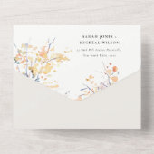 パステル素朴イエロー秋秋ランドスケープ結婚ズ オールインワン招待状 (裏面)