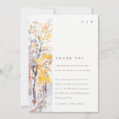 パステル素朴イエロー秋秋ランドスケープ結婚ズ サンキューカード (正面)