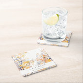 パステル素朴イエロー秋秋ランドスケープ結婚ズ スクエアペーパーコースター (インサイチュ)