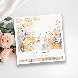 パステル素朴イエロー秋秋ランドスケープ結婚ズ スタンダードカクテルナプキン