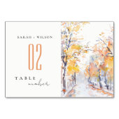 パステル素朴イエロー秋秋ランドスケープ結婚ズ テーブルナンバー (裏面)