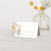 パステル素朴イエロー秋秋ランドスケープ結婚ズ プレイスカード (裏面)