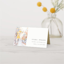 パステル素朴イエロー秋秋ランドスケープ結婚ズ プレイスカード