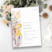 パステル素朴イエロー秋秋ランドスケープ結婚ズ 招待状