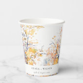 パステル素朴イエロー秋秋ランドスケープ結婚ズ 紙コップ (裏面)