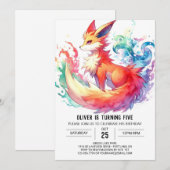 パステル素朴キツネ誕生日 招待状 (正面/裏面)