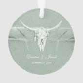 パステル素朴セージグリーンホワイトウエスタンカウズスカル オーナメント (裏面)