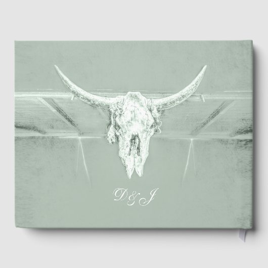 パステル素朴セージグリーンホワイトウエスタンカウズスカル ゲストブック (裏面)