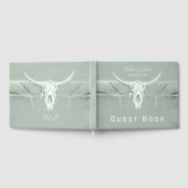パステル素朴セージグリーンホワイトウエスタンカウズスカル ゲストブック (全面)