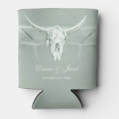 パステル素朴セージグリーンホワイトウエスタンカウズスカル 缶クーラー (正面)