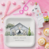 パステル素朴デュスキー納屋周囲の庭ファームテーマ結婚ズ ペーパープレート (パーティー)