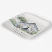 パステル素朴デュスキー納屋周囲の庭ファームテーマ結婚ズ ペーパープレート (傾斜あり)