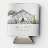 パステル素朴デュスキー納屋周囲の庭ファームテーマ結婚ズ 缶クーラー (正面)