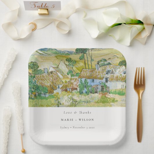 パステル素朴フィールズマウンテンランドスケープ結婚ズ ペーパープレート (ウェディング)