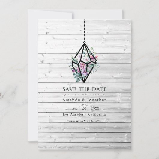 パステル素朴フローラテラリウム庭園の結婚式 セーブザデート (正面)