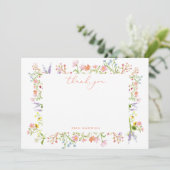パステル素朴ワイルドフラワーフレームブライダルシャワーフラット サンキューカード (スタンド正面)