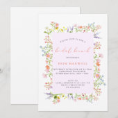 パステル素朴ワイルドフラワーフレームブライダルブランチ 招待状 (正面/裏面)