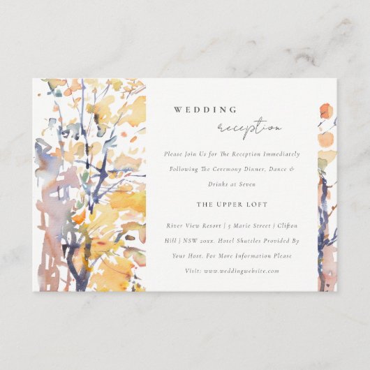 パステル素朴秋の風景ウェディングレセプション エンクロージャーカード (正面)