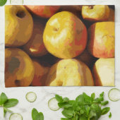 パステル素朴秋カラフルアップルオーチャードハーベスト キッチンタオル (折り畳み)