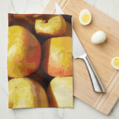 パステル素朴秋カラフルアップルオーチャードハーベスト キッチンタオル (四つ折り)