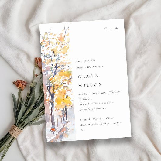 パステル素朴秋秋ランドスケープブライダルシャワー 招待状