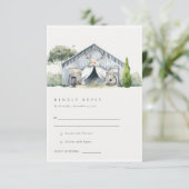 パステル素朴納屋周囲の庭ファームテーマウェディングRSV エンクロージャーカード (スタンド正面)