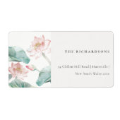 パステル素朴赤面グリーン《植物》スイレンアドレス ラベル (正面)