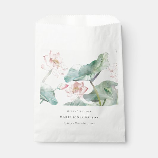 パステル素朴赤面《植物》スイレンブライダルシャワー フェイバーバッグ (正面)
