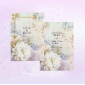 パステル紫と青のアクセントが付いた白いダリア セーブザデート