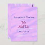 パステル紫ピンクの誓いの更新記念日の水彩 ポストカード (正面/裏面)