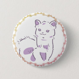 パステル紫&グラデーションリボンの愛らしいアルパカデザイン 缶バッジ