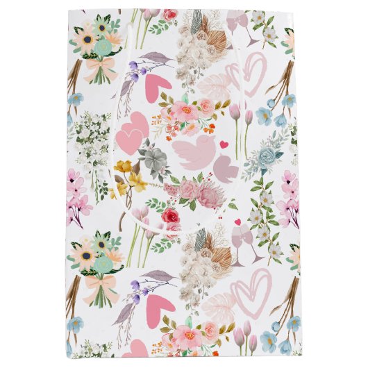 パステル結婚のオーナメントパターン02 ミディアムペーパーバッグ (正面)