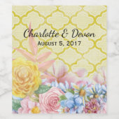 パステル結婚フラワーズワインラベル ワインラベル (シングルラベル)