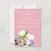 パステル結婚ブーケフローラとピンクテーマ 招待状 (正面)