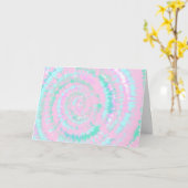 パステル絞り染めパターンピンクアクアミントグリーン カード (黄色い花)