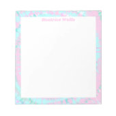 パステル絞り染めパターンピンクアクアミントグリーン ノートパッド (正面)