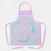 パステル絞り染めパターンピンクアクアミントパーソナライズされた エプロン (正面)