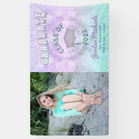 パステル絞り染め大学院写真卒業 横断幕 (縦)