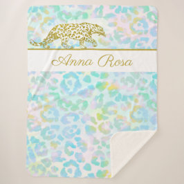 *~*パステル絞り染め金ゴールドレオパードスポッツシェルパ空白の シェルパブランケット