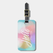 パステル絵を描スポッチHelloタイポグラフィと名前 ラゲッジタグ (正面縦)