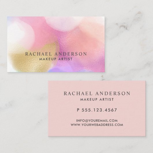 パステル絵を描スポースメイクアップアーティスト 名刺 (正面/裏面)