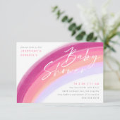 パステル絵を描パープルレインボーベビーシャワー 招待状 (スタンド正面)