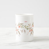 パステル絵を描フローラピーチティー ボーンチャイナマグカップ (正面)