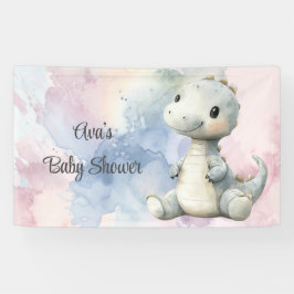 パステル絵を描プスプラッシュ愛らしい恐竜の赤ちゃんシャワー 横断幕