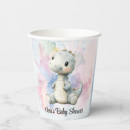 パステル絵を描プスプラッシュ愛らしい恐竜の赤ちゃんシャワー 紙コップ